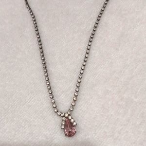 Vintage Pink Morganite & Rhinestones neckless